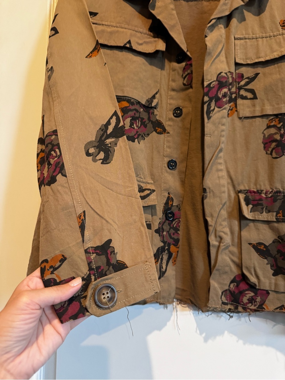 Jealous Tomato Floral Utility Jacket Raw Hem Medium - Picture 3 of 8